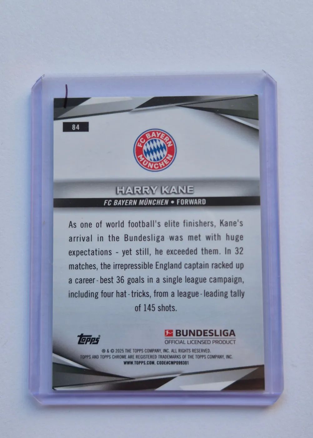topps Topps Chrome Bundesliga 2024 Nr. 84 Harry Kane, Zustand Sehr gut, Rückseite