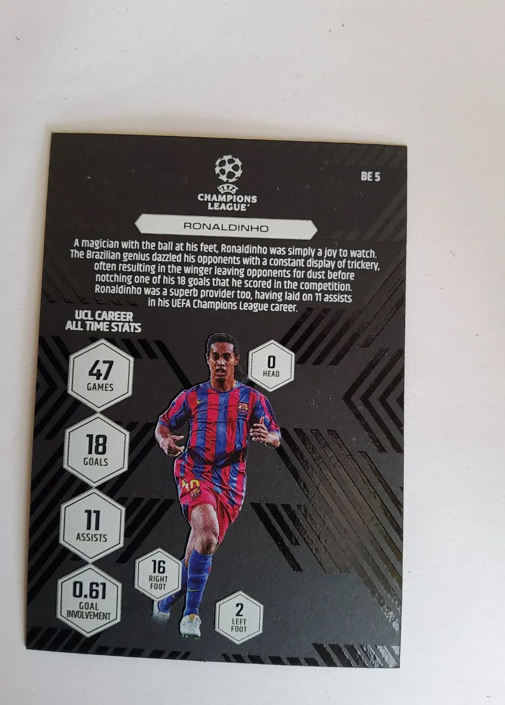 topps Match Attax Extra UEFA Champions League 2022/23 2023 Nr. BE 5 Ronaldinho, Zustand Gut, Rückseite