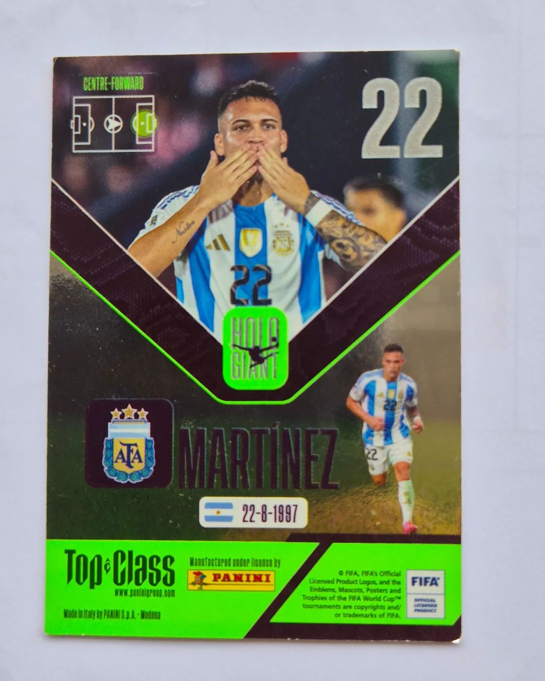 panini Top Class 2024 Nr. 22 Lautaro Martínez, Zustand Gut, Rückseite