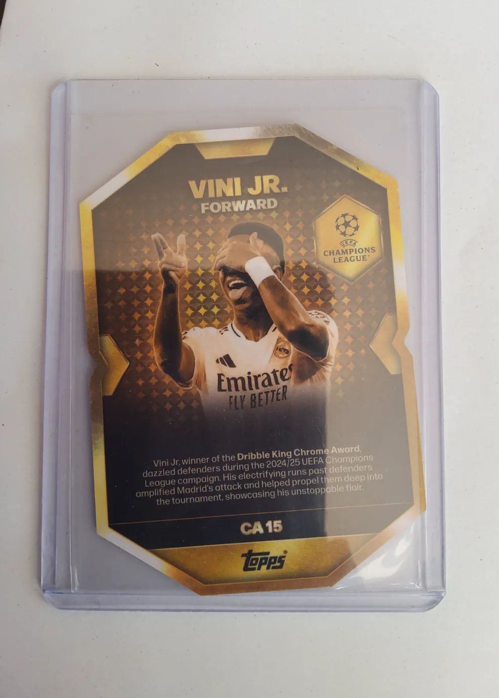 topps Chrome UEFA Champions League Chrome Award Winner 2024 Nr. CA 15 Vinícius Júnior, Zustand Gut, Rückseite