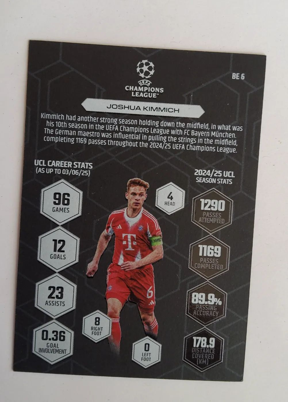 topps Topps Match Attax UEFA Champions League 2024/25 2024 Nr. BE 6 Joshua Kimmich, Zustand Sehr gut, Rückseite