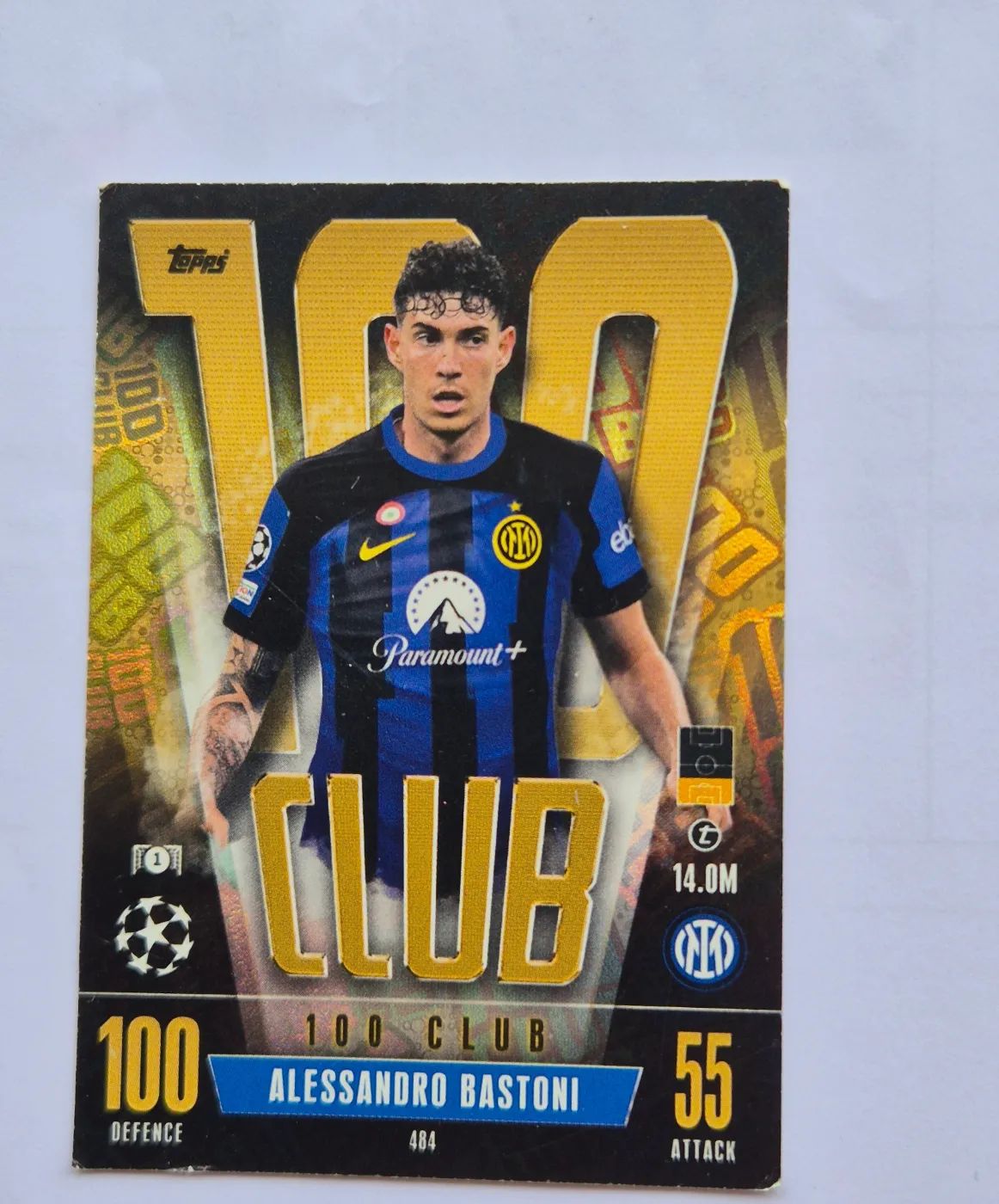 Fussballkarte: Alessandro Bastoni, Inter Mailand, Topps Match Attax UEFA Champions League 2023 100 Club