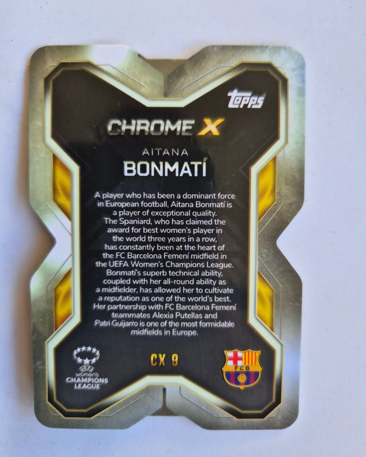 topps UEFA Women's Champions League Chrome X 2024 Nr. CX 9 Aitana Bonmatí, Zustand Sehr gut, Rückseite