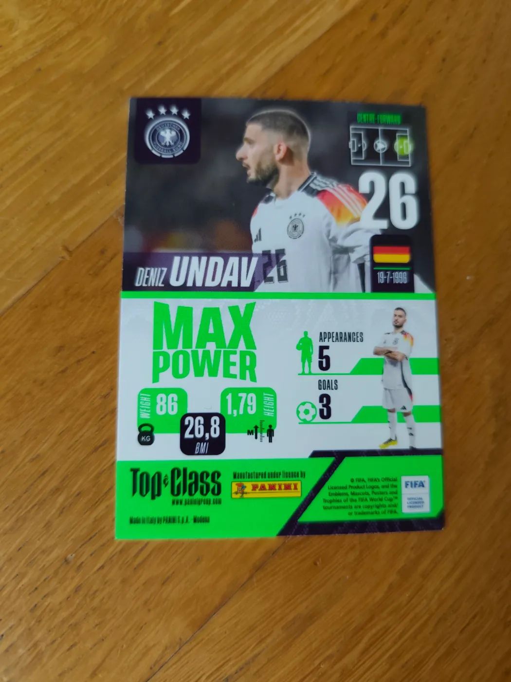 panini Top Class 2024 Nr.  Deniz Undav, Zustand Sehr gut, Rückseite