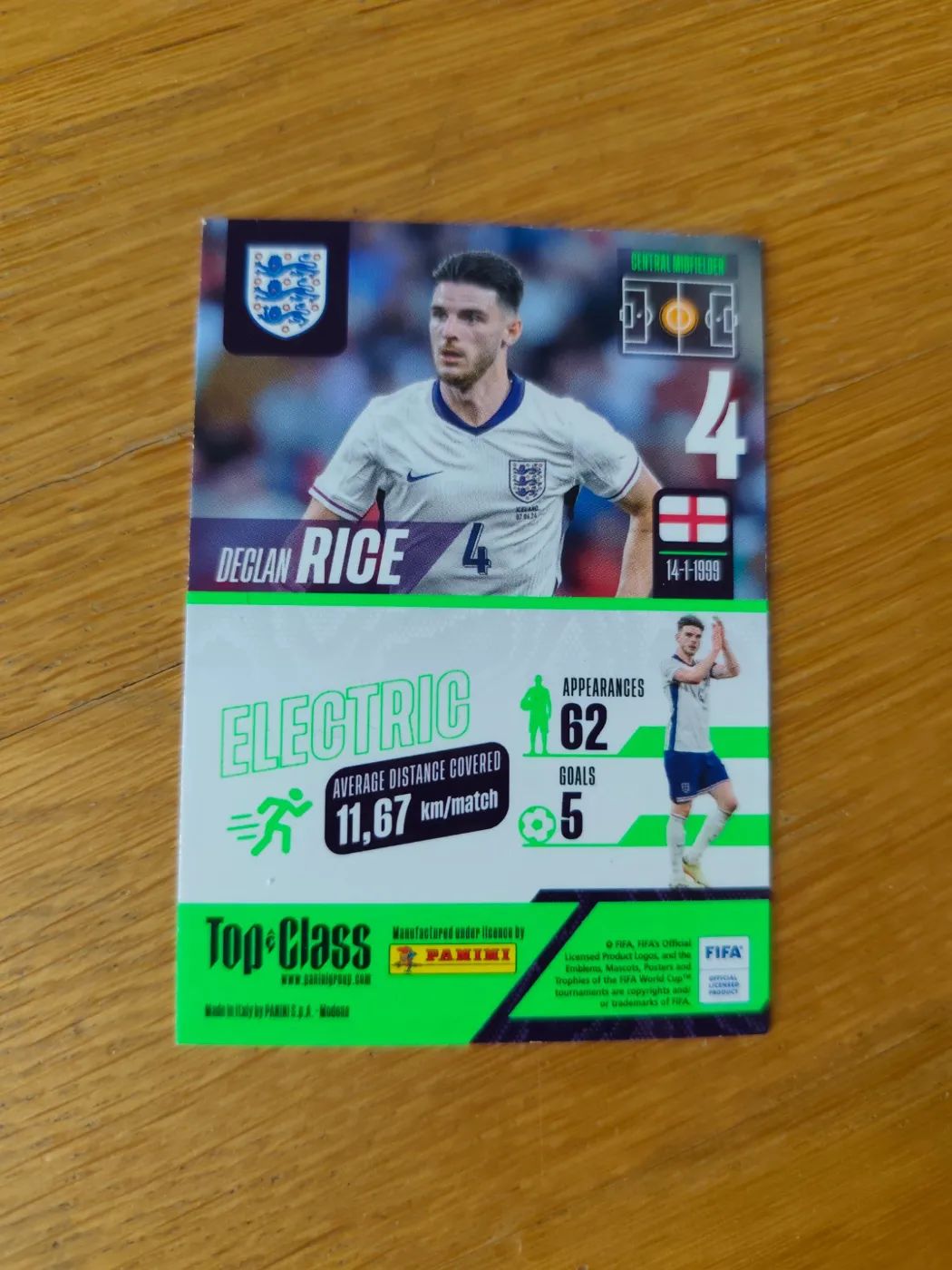 panini Top Class 2024 Nr.  Declan Rice, Zustand Sehr gut, Rückseite