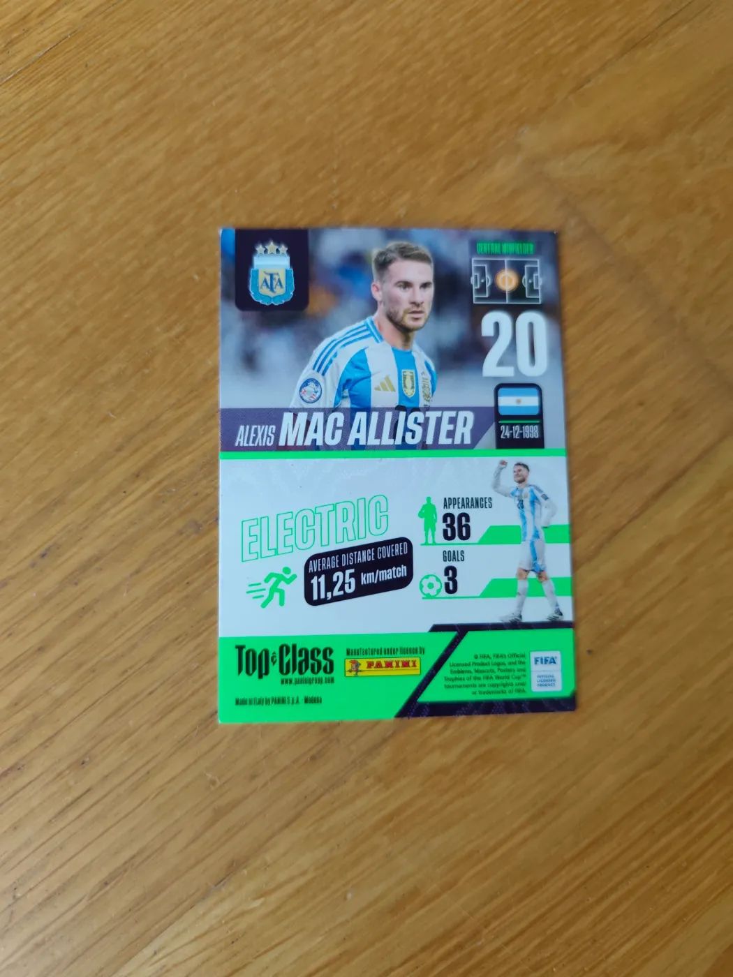 panini Top Class 2024 Nr.  Alexis Mac Allister, Zustand Sehr gut, Rückseite