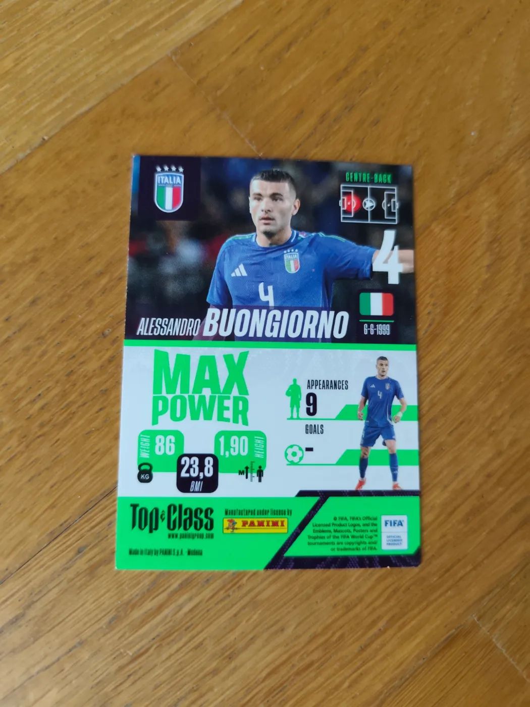 panini Top Class 2024 Nr.  Alessandro Buongiorno, Zustand Sehr gut, Rückseite