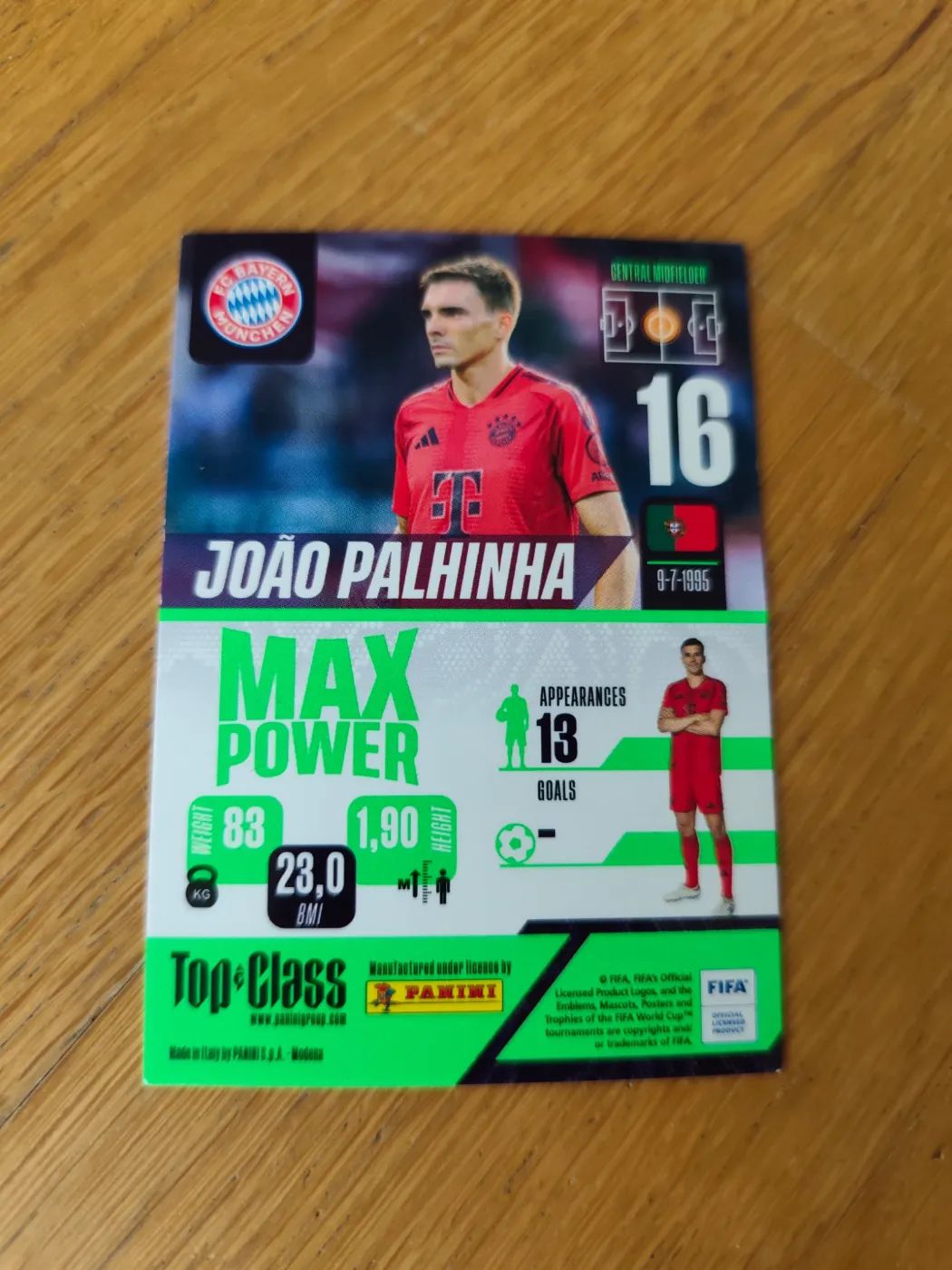panini Top Class 2024 Nr.  João Palhinha, Zustand Sehr gut, Rückseite