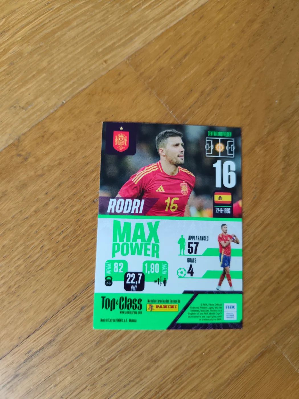 panini Top Class 2024 Nr.  Rodri, Zustand Neu, Rückseite