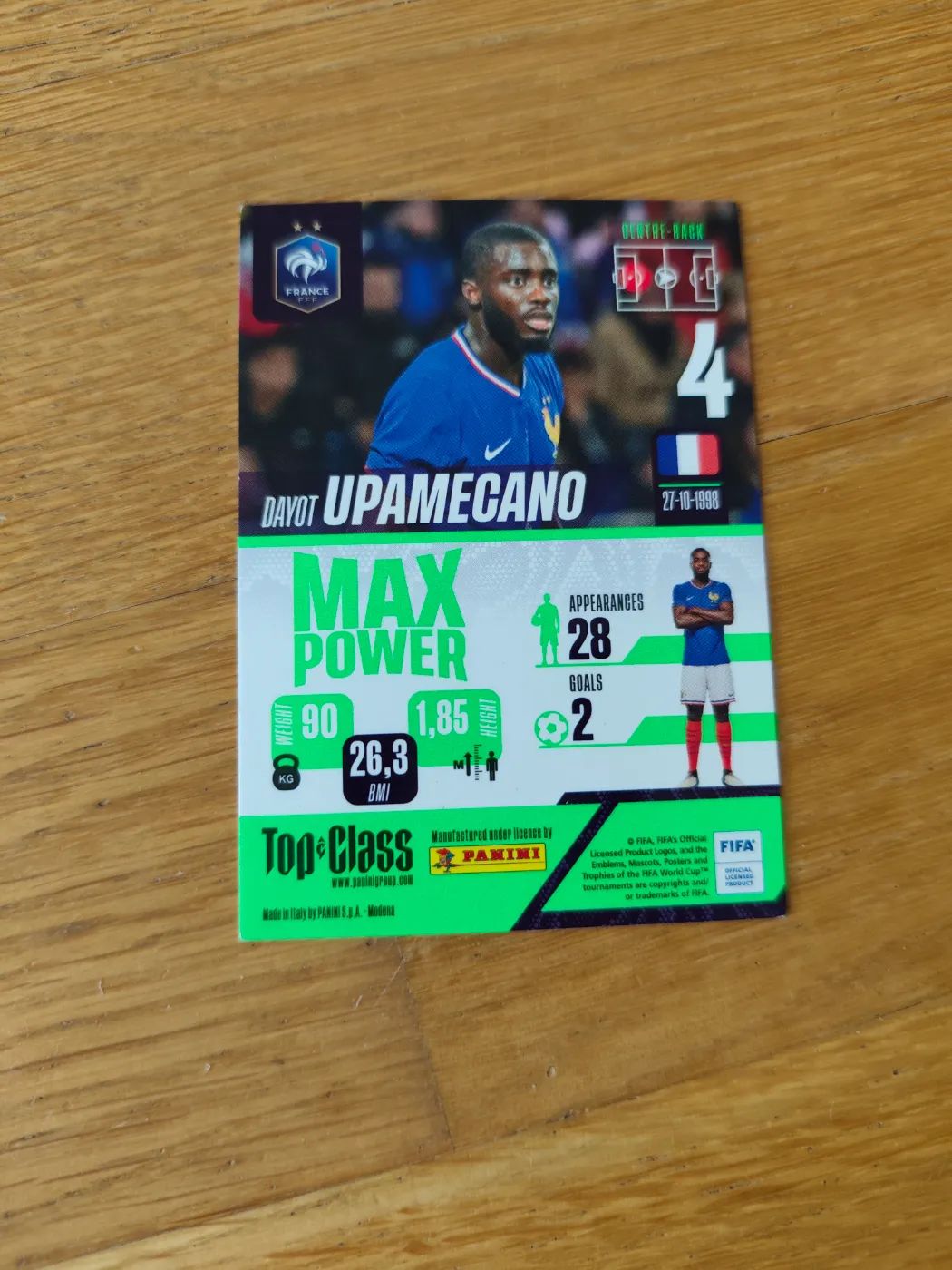panini Top Class 2024 2024 Nr.  Dayot Upamecano, Zustand Neu, Rückseite