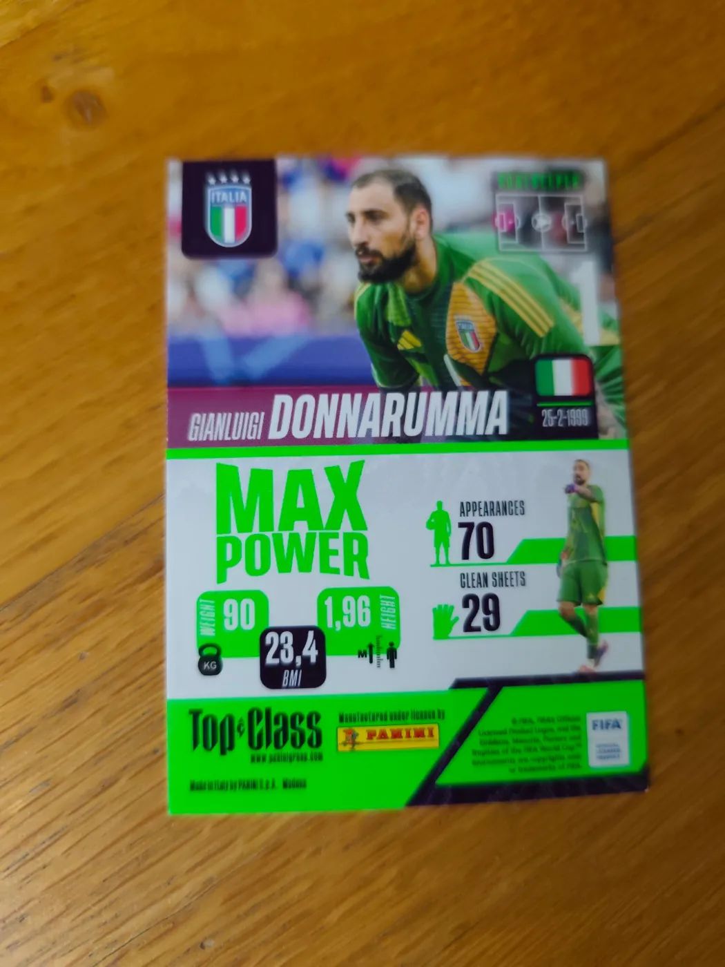 panini Top Class 2024 Nr.  Gianluigi Donnarumma, Zustand Sehr gut, Rückseite