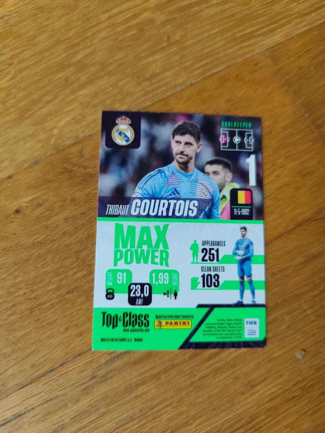 panini Top Class 2024 Nr.  Thibaut Courtois, Zustand Sehr gut, Rückseite