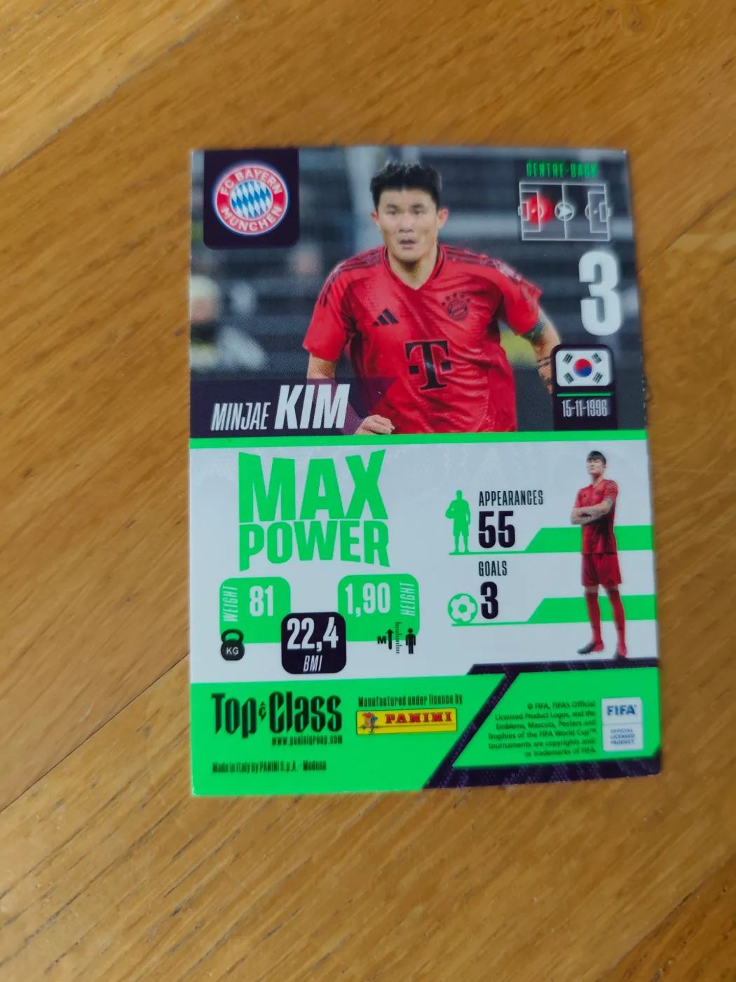 panini Top Class 2024 2024 Nr.  Minjae Kim, Zustand Sehr gut, Rückseite