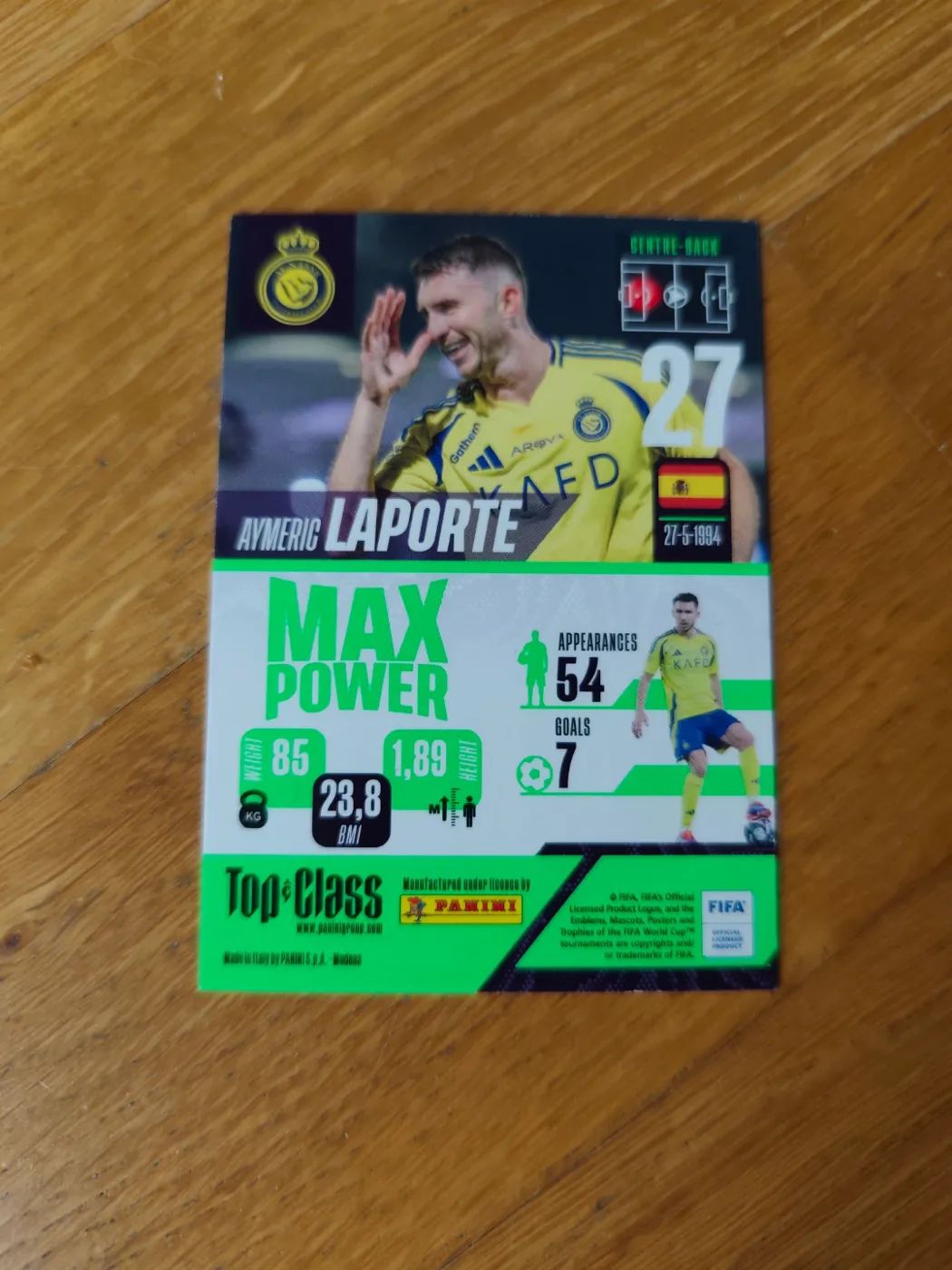 panini Top Class 2024 Nr.  Aymeric Laporte, Zustand Sehr gut, Rückseite