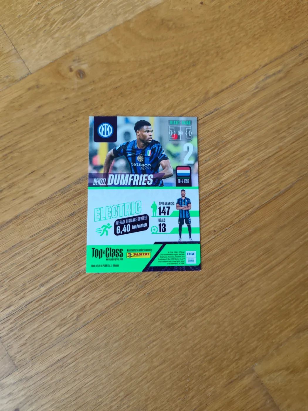 panini Top Class 2024 2024 Nr.  Denzel Dumfries, Zustand Sehr gut, Rückseite